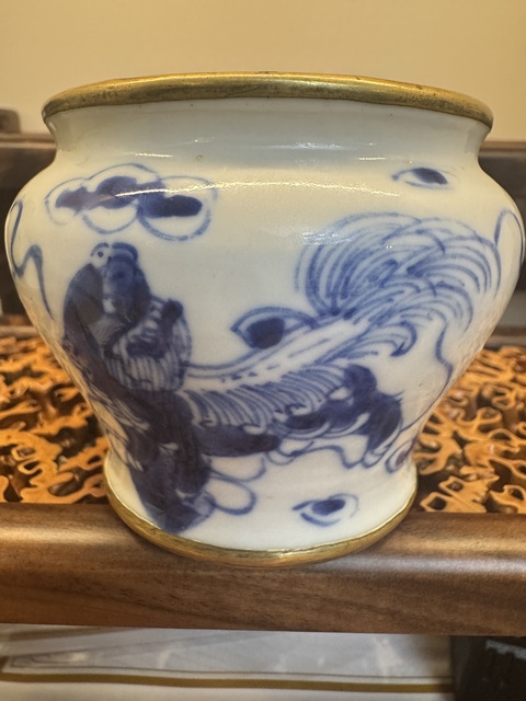 古玩陶瓷獅紋青花廣口罐拍賣，當(dāng)前價(jià)格5600元