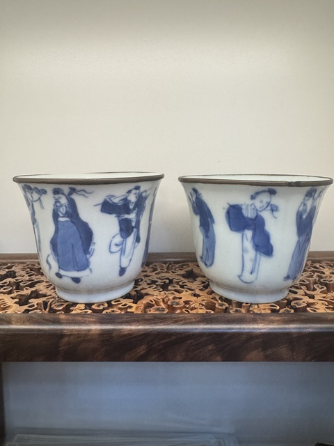 古玩陶瓷八仙圖青花杯真品鑒賞圖