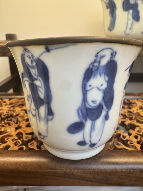 古玩陶瓷八仙圖青花杯真品鑒賞圖