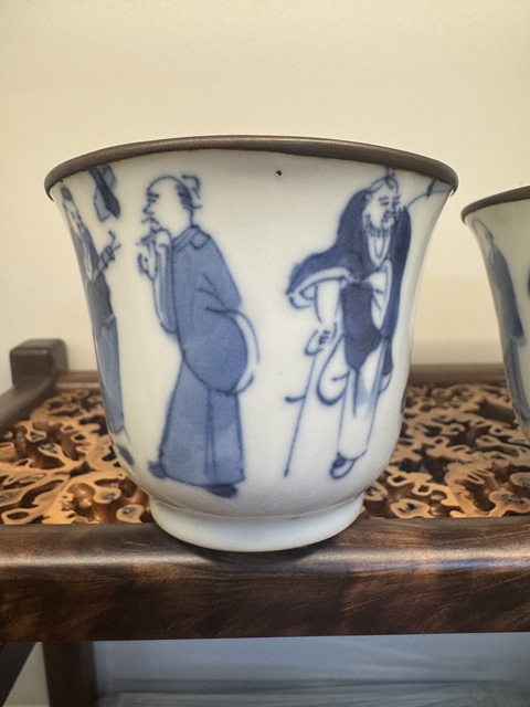 古玩陶瓷八仙圖青花杯真品鑒賞圖