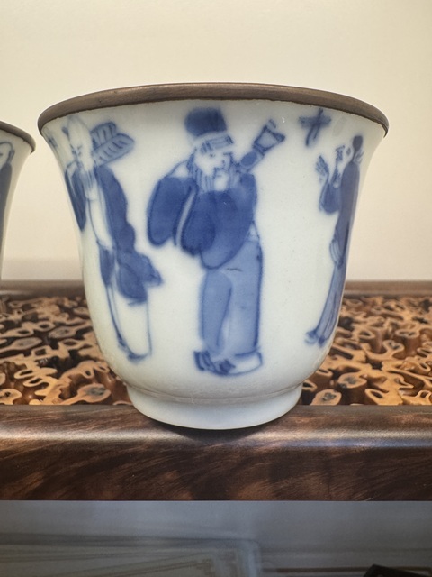 古玩陶瓷八仙圖青花杯真品鑒賞圖