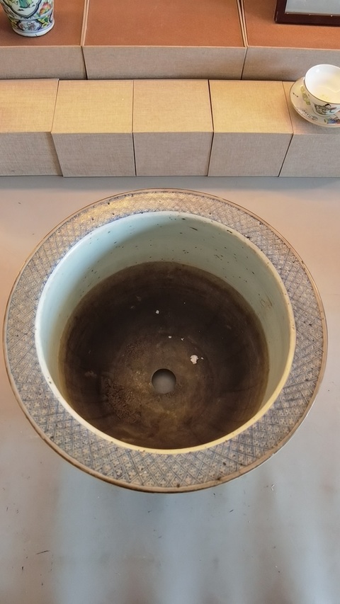 古玩陶瓷淺絳山水人物故事花盆真品鑒賞圖