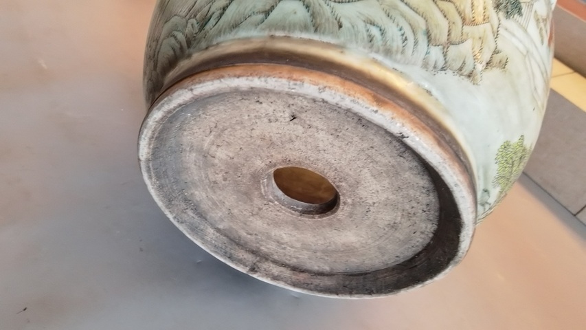 古玩陶瓷淺絳山水人物故事花盆真品鑒賞圖