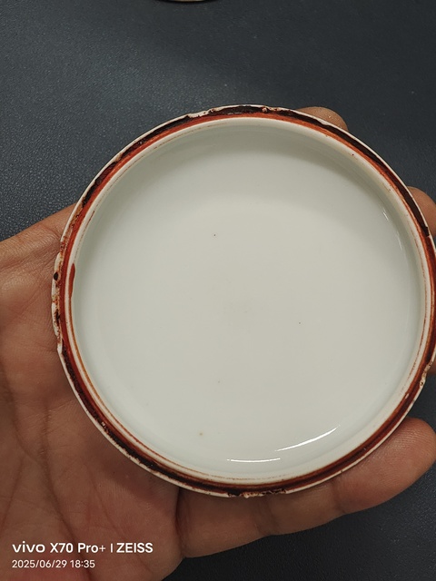 古玩陶瓷民國細(xì)路粉彩百花鳳紋印泥盒真品鑒賞圖