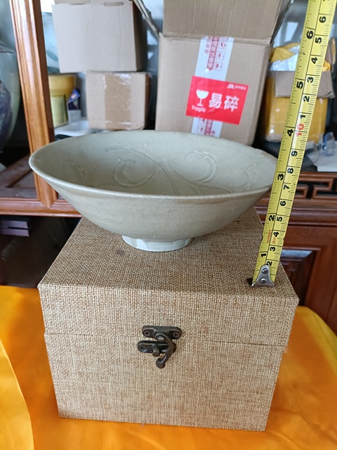 古玩陶瓷宋代湖田窯刻花葵口大碗拍賣，當前價格2980元