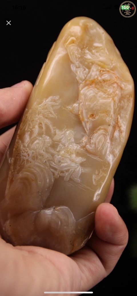 古玩雜項當代·壽山掘性石雕山水人物紋擺件 真品鑒賞圖