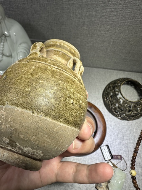 古玩陶瓷青釉四系罐真品鑒賞圖
