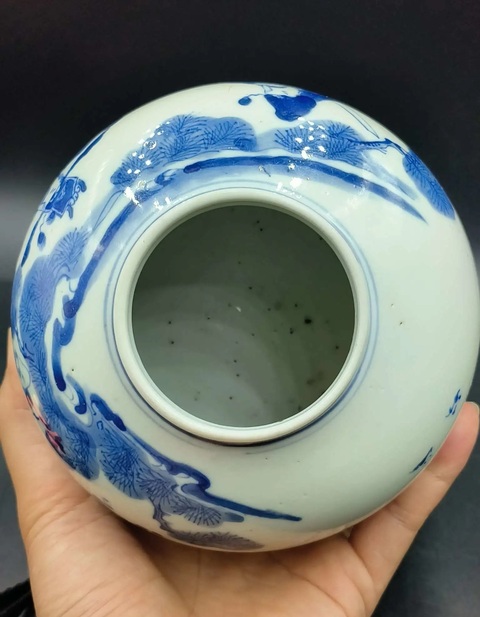 古玩陶瓷(保真卡)清晚·青花福祿壽三星人物紋罐拍賣,當前價格5888元
