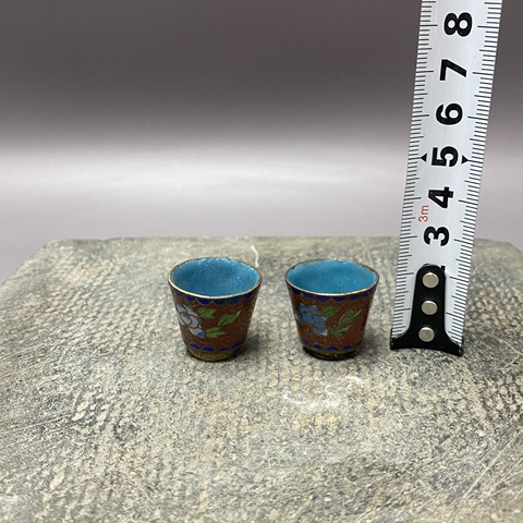 古玩陶瓷民國·景泰藍杯子·一對拍賣，當前價格239元