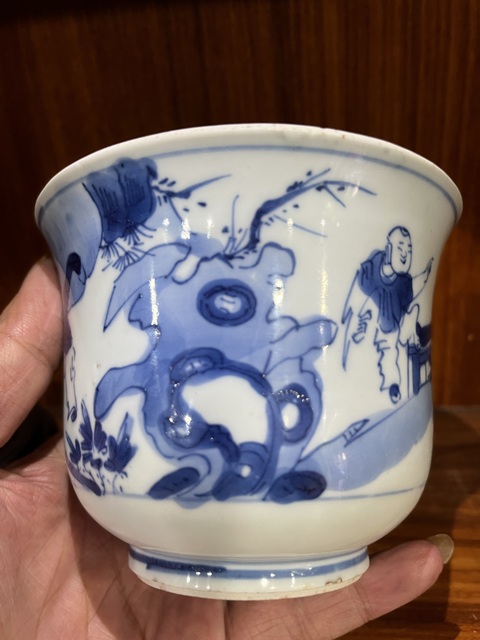 古玩陶瓷青花嬰戲圖仰鐘杯拍賣，當前價格26000元
