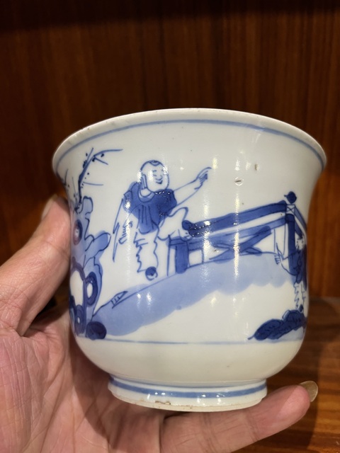 古玩陶瓷青花嬰戲圖仰鐘杯拍賣，當前價格26000元