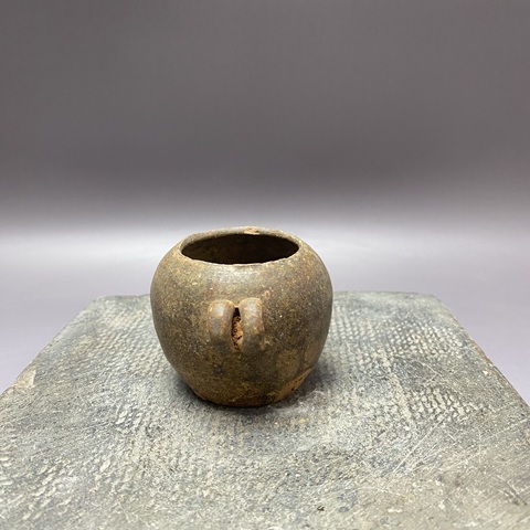 古玩陶瓷褐釉鳥食罐真品鑒賞圖