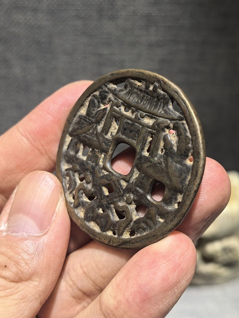 古玩錢幣大理國傳世亭臺樓閣花錢真品鑒賞圖