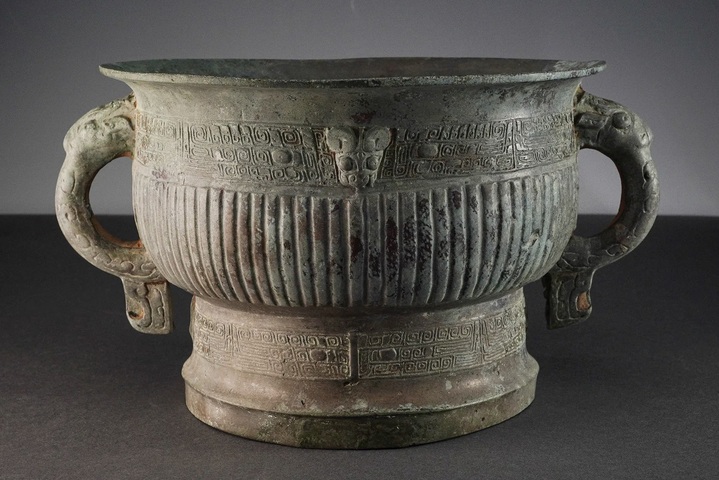 古玩銅器饕餮紋青銅簋真品鑒賞圖