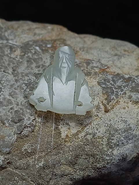 古玩玉器（一口價放漏）超白清代和田玉雕“壽星帽花”拍賣，當(dāng)前價格600元