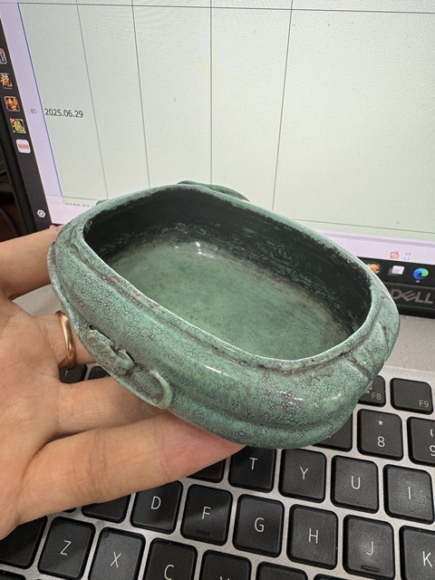 古玩陶瓷清晚期爐鈞釉南瓜形水盂真品鑒賞圖