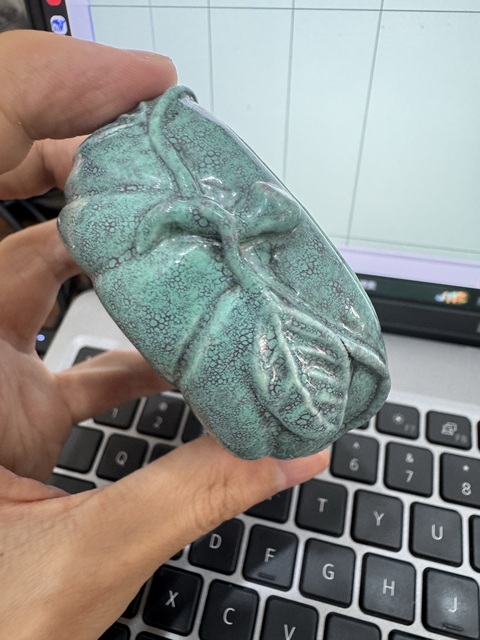古玩陶瓷清晚期爐鈞釉南瓜形水盂真品鑒賞圖