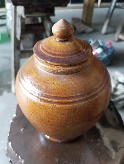 古玩陶瓷鞏縣窯黃釉萬年罐真品鑒賞圖