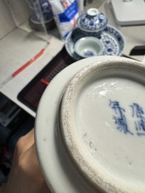 古玩陶瓷青花花鳥紋花觚，平臺不允許估價真品鑒賞圖