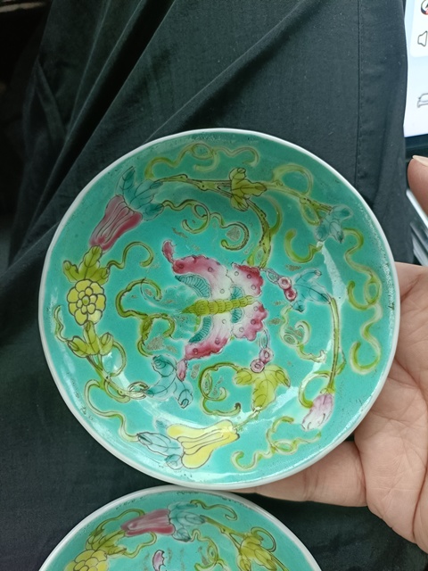 古玩陶瓷松石綠粉彩瓜瓞綿綿圖盤真品鑒賞圖