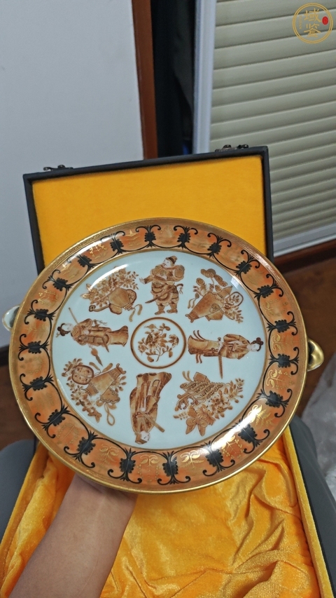 古玩陶瓷清中期廣彩人物溫盤真品鑒賞圖