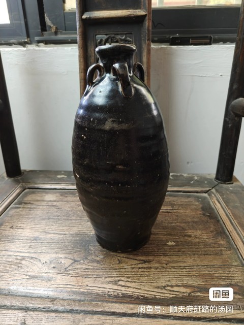 古玩陶瓷黑釉四系梅瓶真品鑒賞圖