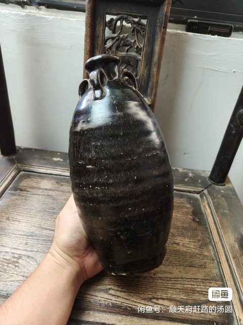 古玩陶瓷黑釉四系梅瓶真品鑒賞圖