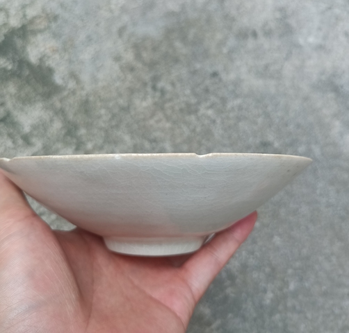 古玩陶瓷湖田窯青白釉針挑工葵口碗真品鑒賞圖