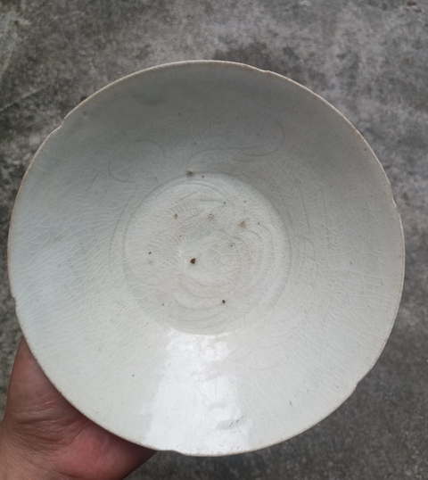 古玩陶瓷湖田窯青白釉針挑工葵口碗真品鑒賞圖