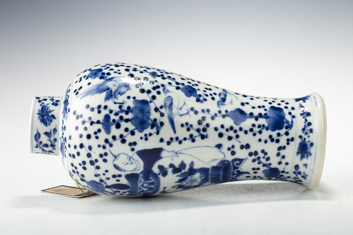 古玩陶瓷晚清·青花四海升平紋雞腿蓋瓶真品鑒賞圖