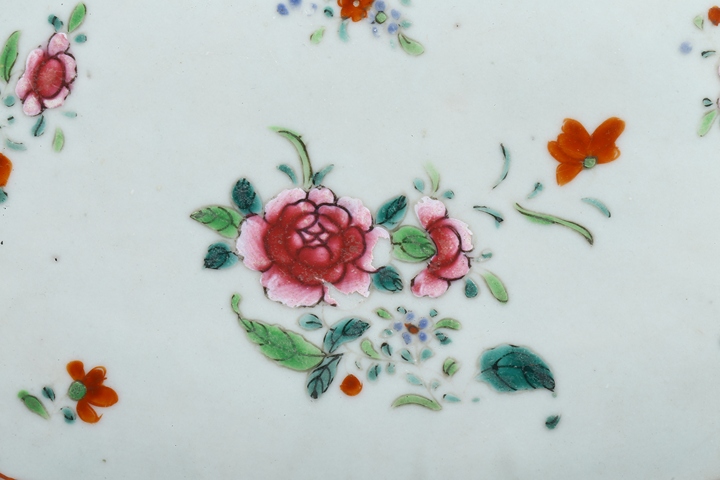 古玩陶瓷清晚·粉彩花卉紋倭角八方盤(pán)拍賣(mài)，當(dāng)前價(jià)格0元