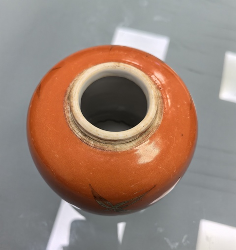 古玩陶瓷清晚期 珊瑚紅描金小罐真品鑒賞圖