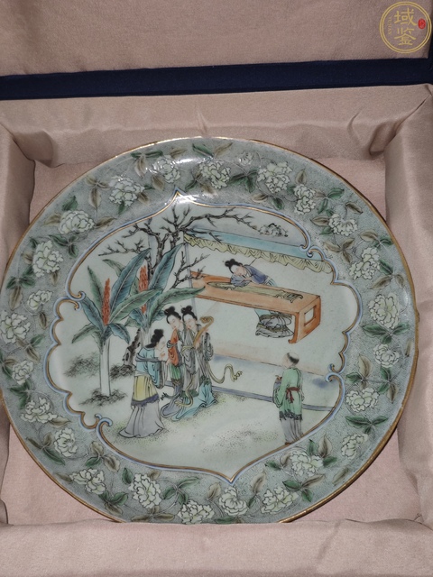 古玩陶瓷清咸豐時期廣五彩人物折腰盤真品鑒賞圖