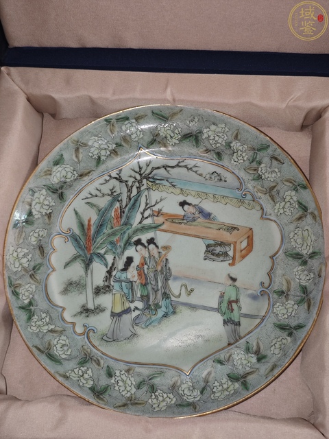 古玩陶瓷清咸豐時期廣五彩人物折腰盤真品鑒賞圖