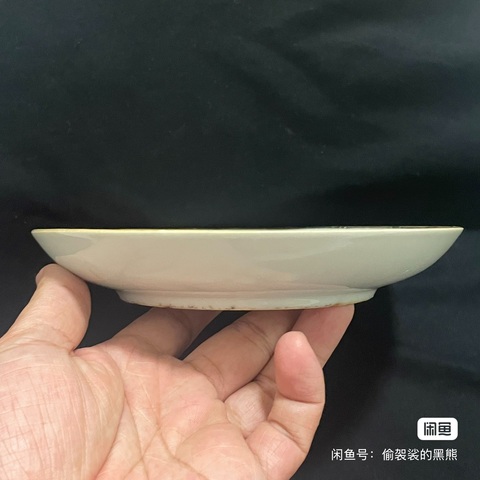古玩陶瓷淺絳花鳥紋臥盤真品鑒賞圖