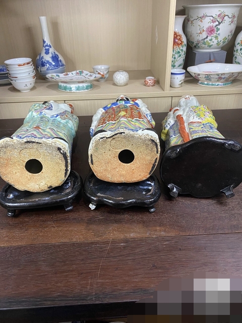 古玩陶瓷粉彩福祿壽瓷塑一組真品鑒賞圖
