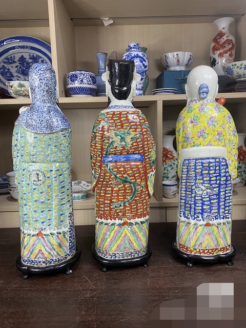 古玩陶瓷粉彩福祿壽瓷塑一組真品鑒賞圖