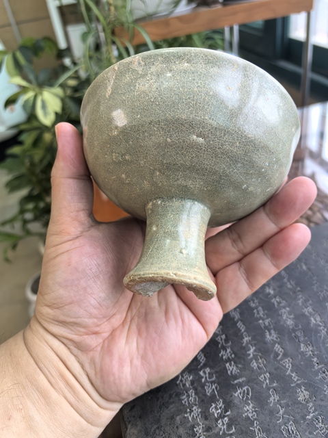 古玩陶瓷龍泉青瓷高足杯真品鑒賞圖