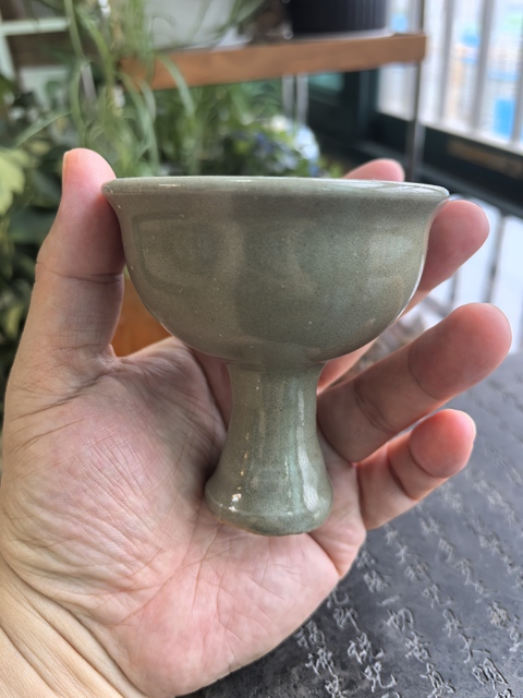古玩陶瓷龍泉青瓷高足杯真品鑒賞圖