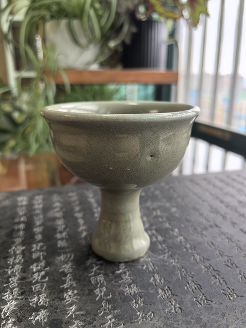 古玩陶瓷龍泉青瓷高足杯真品鑒賞圖