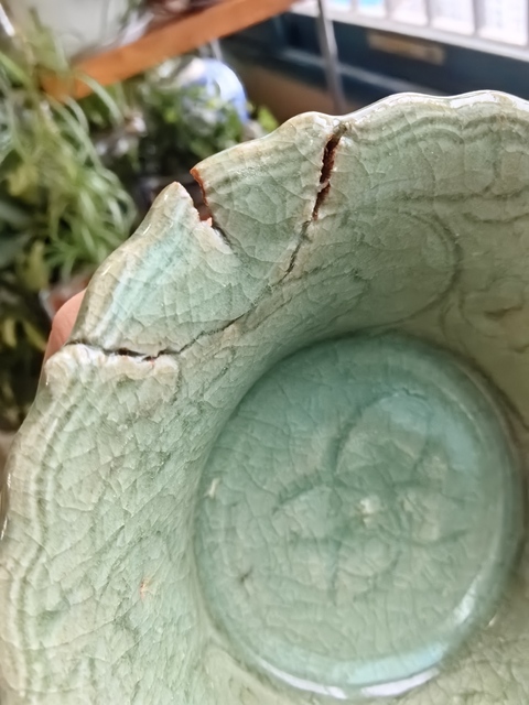 古玩陶瓷龍泉青瓷刻花高足杯真品鑒賞圖