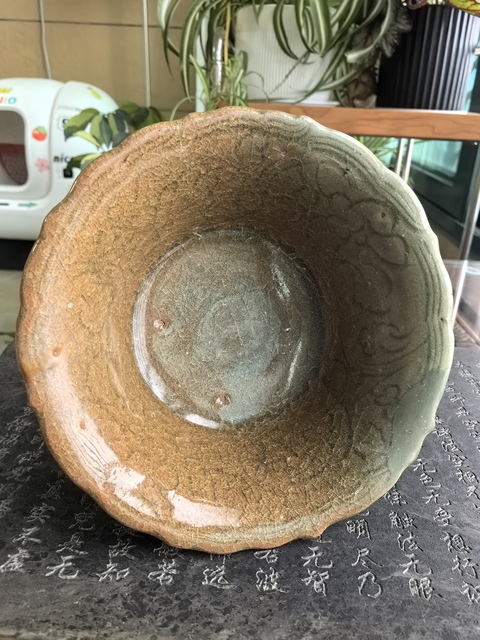 古玩陶瓷龍泉青瓷刻花高足杯真品鑒賞圖