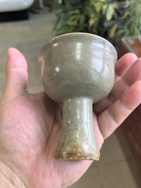 古玩陶瓷龍泉青瓷高足杯真品鑒賞圖