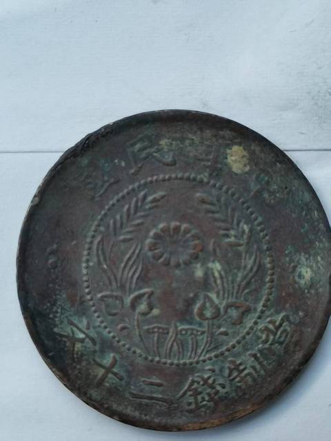 古玩錢幣民國及軍政府造二十文銅元真品鑒賞圖