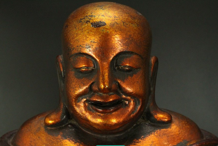 古玩雜項清代金漆木雕大肚佛（彌勒佛，布袋和尚）真品鑒賞圖