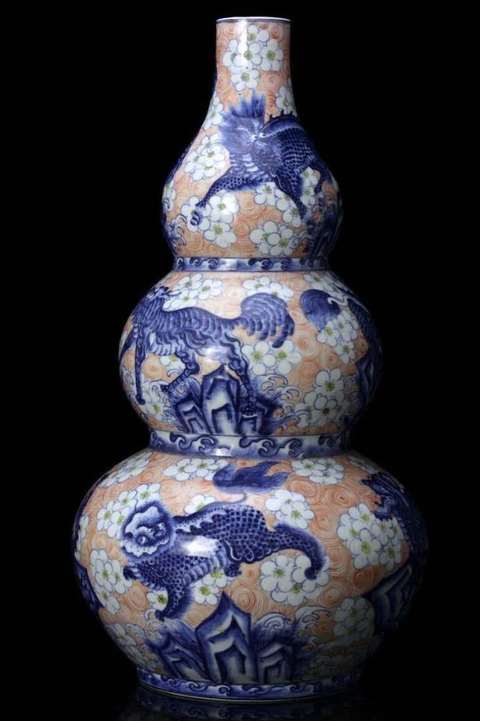 古玩陶瓷青花加彩葫蘆瓶真品鑒賞圖