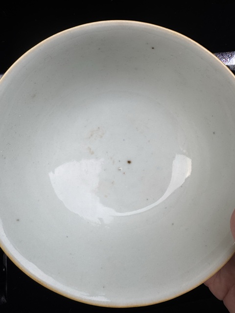 古玩陶瓷清嘉慶霽藍釉碗真品鑒賞圖