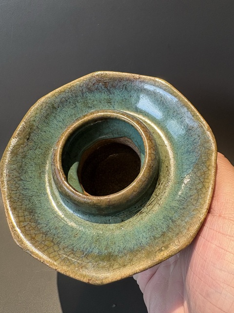 古玩陶瓷鈞釉渣斗真品鑒賞圖