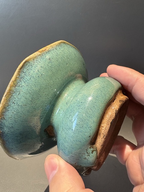古玩陶瓷鈞釉渣斗真品鑒賞圖