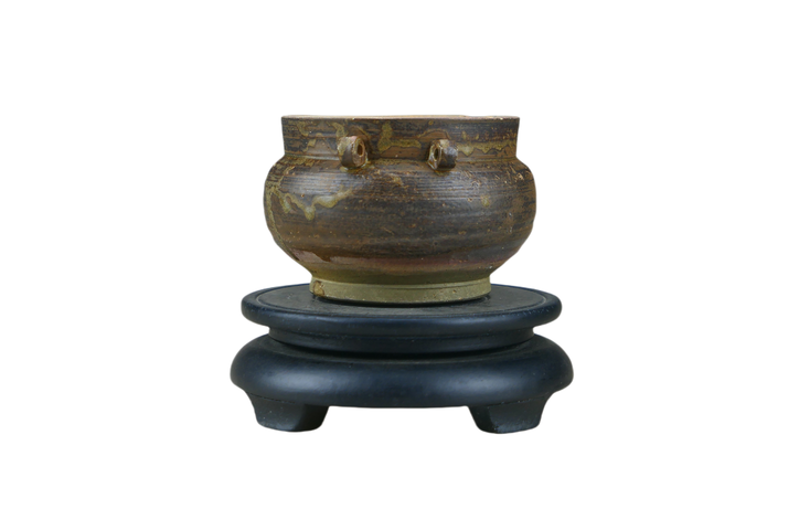 古玩陶瓷吉州窯灑花釉四系茶入真品鑒賞圖